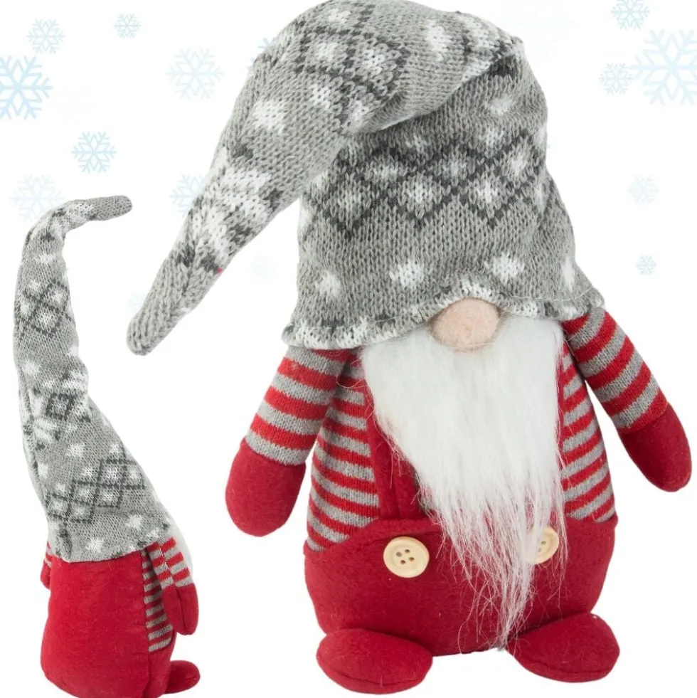 Tomte julfigur röd med böjbar mössa, 38 cm