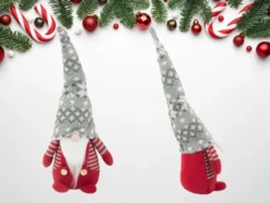 Tomte julfigur röd med böjbar mössa, 38 cm
