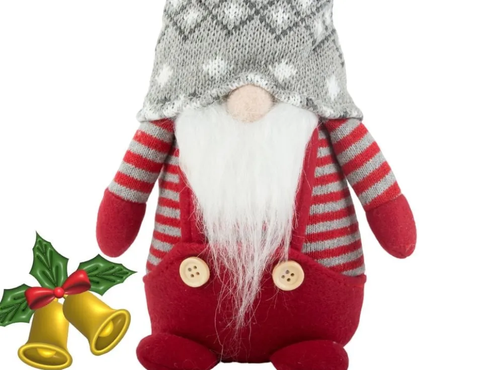 Tomte julfigur röd med böjbar mössa, 38 cm