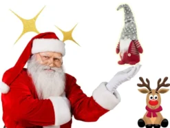 Tomte julfigur röd med böjbar mössa, 38 cm