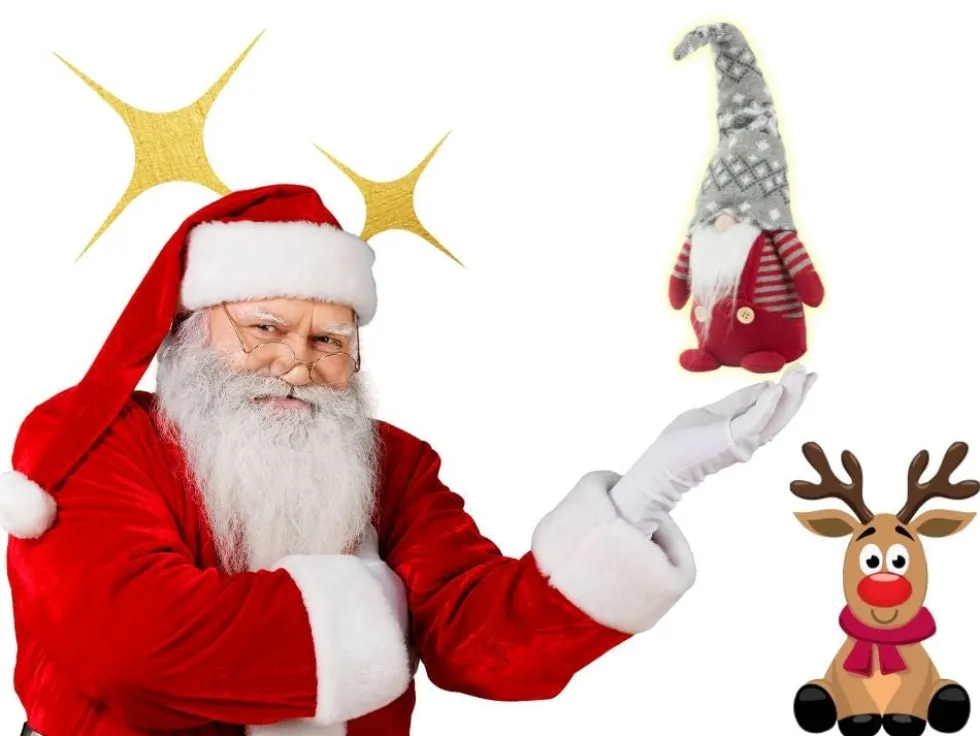 Tomte julfigur röd med böjbar mössa, 38 cm