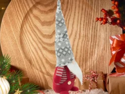 Tomte julfigur röd med böjbar mössa, 38 cm