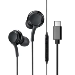 Trådade USB-C Hörlurar Earbuds med Mikrofon DAC Svart