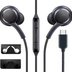 Trådade USB-C Hörlurar Earbuds med Mikrofon DAC Svart