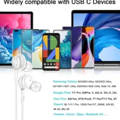 Trådade USB-C Hörlurar Earbuds med Mikrofon DAC Svart