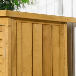 Trädgårdsbod 0,31 m² Utomhusbod med 2 dörrar och 2 innerhyllor 87x46,5x160 cm Naturträ