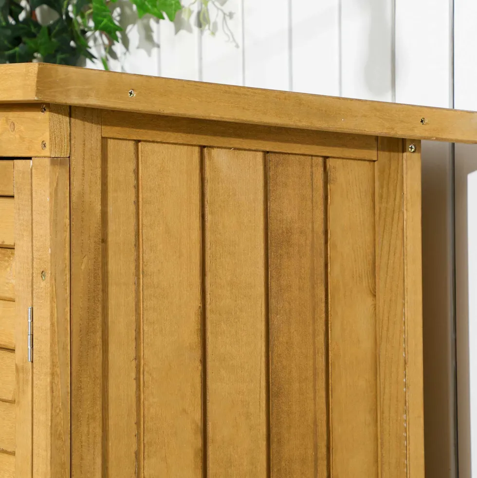 Trädgårdsbod 0,31 m² Utomhusbod med 2 dörrar och 2 innerhyllor 87x46,5x160 cm Naturträ