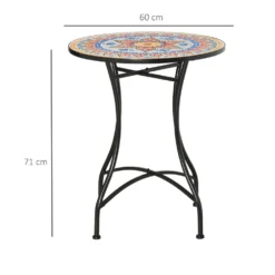 Trädgårdsbord Ø60 cm, metall, väderbeständigt, runt, balkongbord, campingbord, uteplatsbord för trädgårdsbalkong