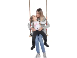 Trädgårdsgunga i trä 40x16 cm med justerbara rep 108,5–192 cm