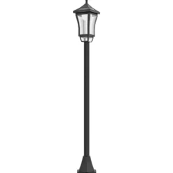 Trädgårdslampa med 6 timmars batteritid och markförankring, Tillverkad av ABS och polykarbonat, 15x15x127 cm, Svart