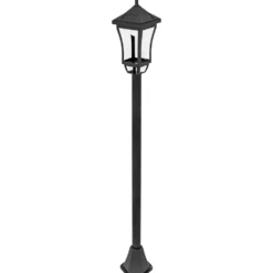 Trädgårdslampa med 6 timmars batteritid och markförankring, Tillverkad av ABS och polykarbonat, 15x15x127 cm, Svart