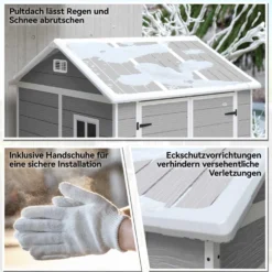Trädgårdsskjul/bod med fönster, låsbar dörr, grå plast