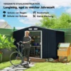 Trädgårdsskjul i metall, antracitgrå, 2,77x1,95x1,92m med skjutdörrar