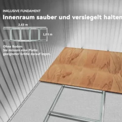 Trädgårdsskjul i metall, antracitgrå, 2,77x1,95x1,92m med skjutdörrar