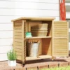 Trädgårdsskjul i trä, 87x46,5x96,5 cm, med 2 innerhyllor, 2 dörrar, bra ventilation och sluttande tak för uteplats eller terrass