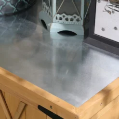 Trädgårdsskjul 0,24 m² 75x40x90 cm med 4 hyllor och galvaniserat tak för verktygsförvaring naturfärgad