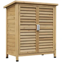 Trädgårdsskjul, skydd, redskapsskjul, 87x46,5x96,5 cm, hyllplan, dörrar, bitumentak, gul