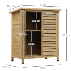 Trädgårdsskjul, skydd, redskapsskjul, 87x46,5x96,5 cm, hyllplan, dörrar, bitumentak, gul