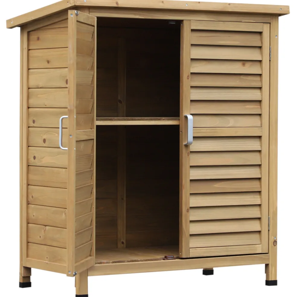 Trädgårdsskjul, skydd, redskapsskjul, 87x46,5x96,5 cm, hyllplan, dörrar, bitumentak, gul