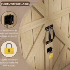 Trädgårdsskjul/verktygsförvaring, 90B x 54,5D x 161/168,5H cm, 2 hyllor, vattentätt bitumentak, tryckimpregnerat furuträ