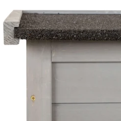 Trädgårdsskjul/verktygsförvaring med fristående hyllplan, lamelldörrar, bitumentak, gran, 87L x 46,5B x 96,5H cm, grå