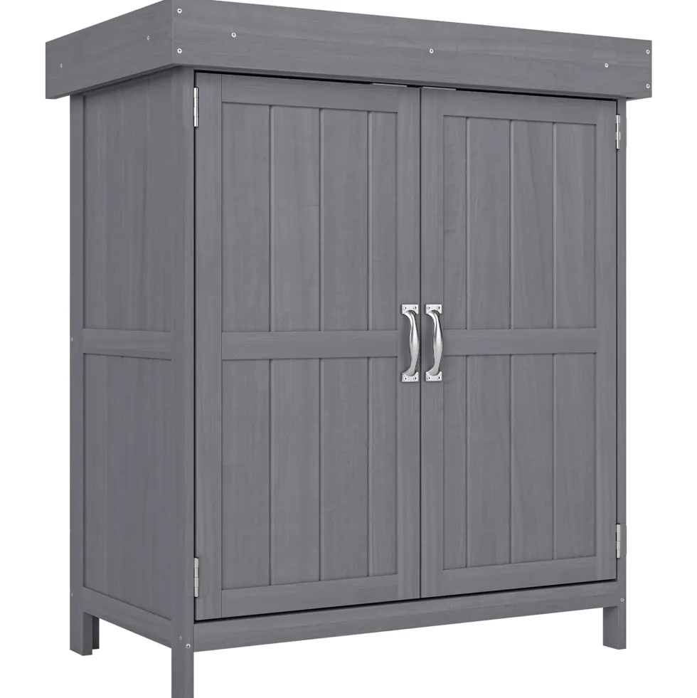 Trädgårdsskjul 74x43x88 cm med 2 dörrar och gångjärnsförsett asfalttak grå