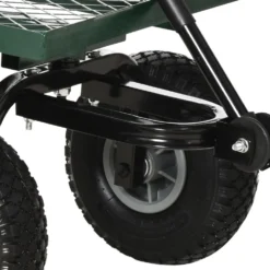 Trädgårdstransportvagn, 4-hjulig säckvagn, 94x48,5x100 cm, metall, grön, 150 kg lastkapacitet