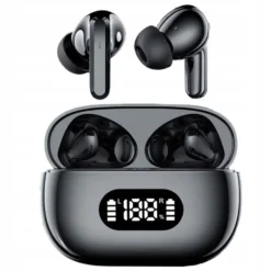 Trådlösa Bluetooth In-Ear Hörlurar med LED-Laddningsetui och Mikrofon Svart