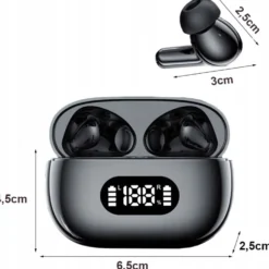 Trådlösa Bluetooth In-Ear Hörlurar med LED-Laddningsetui och Mikrofon Svart