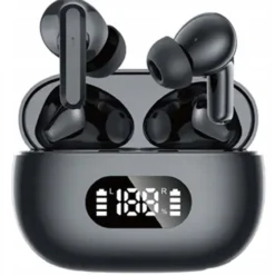 Trådlösa Bluetooth In-Ear Hörlurar med LED-Laddningsetui och Mikrofon Svart