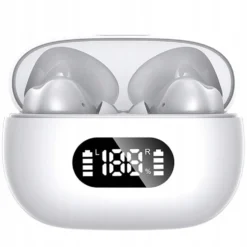 Trådlösa Bluetooth In-Ear Hörlurar med LED-Laddningsetui och Mikrofon Vit
