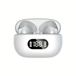 Trådlösa Bluetooth In-Ear Hörlurar med LED-Laddningsetui och Mikrofon Vit