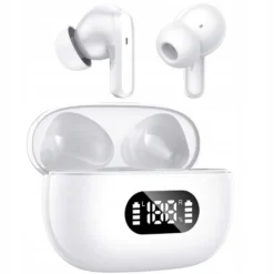 Trådlösa Bluetooth In-Ear Hörlurar med LED-Laddningsetui och Mikrofon Vit