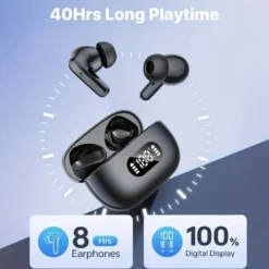 Trådlösa Bluetooth In-Ear Hörlurar med LED-Laddningsetui och Mikrofon Vit