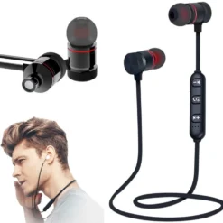 Trådlösa Bluetooth Sporthörlurar med Magnetfäste Svart