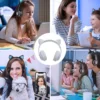 Trådlösa hörlurar med kattöron, Bluetooth och LED-belysning