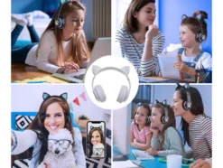 Trådlösa hörlurar med kattöron, Bluetooth och LED-belysning