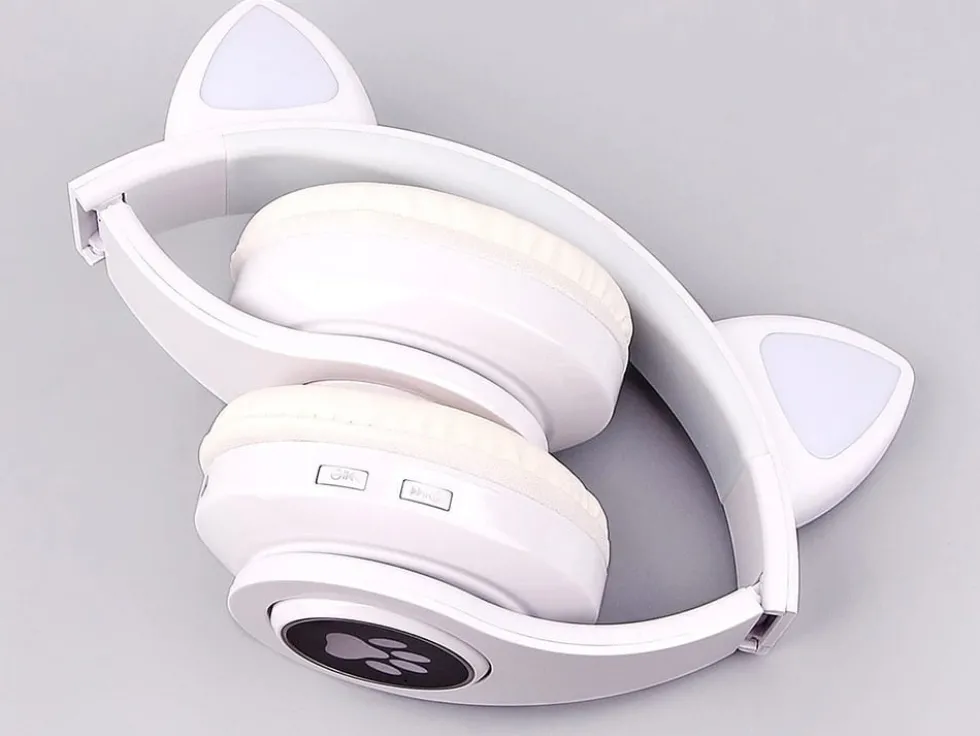 Trådlösa hörlurar med kattöron, Bluetooth och LED-belysning