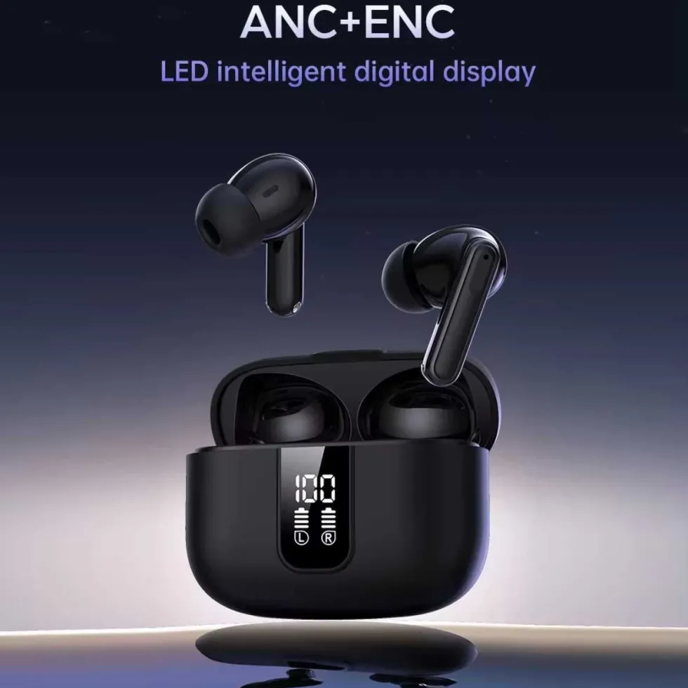 Trådlösa TWS Bluetooth Hörlurar 20 Timmar ANC ENC BT 5.3 Svart