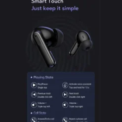 Trådlösa TWS Bluetooth Hörlurar 20 Timmar ANC ENC BT 5.3 Svart