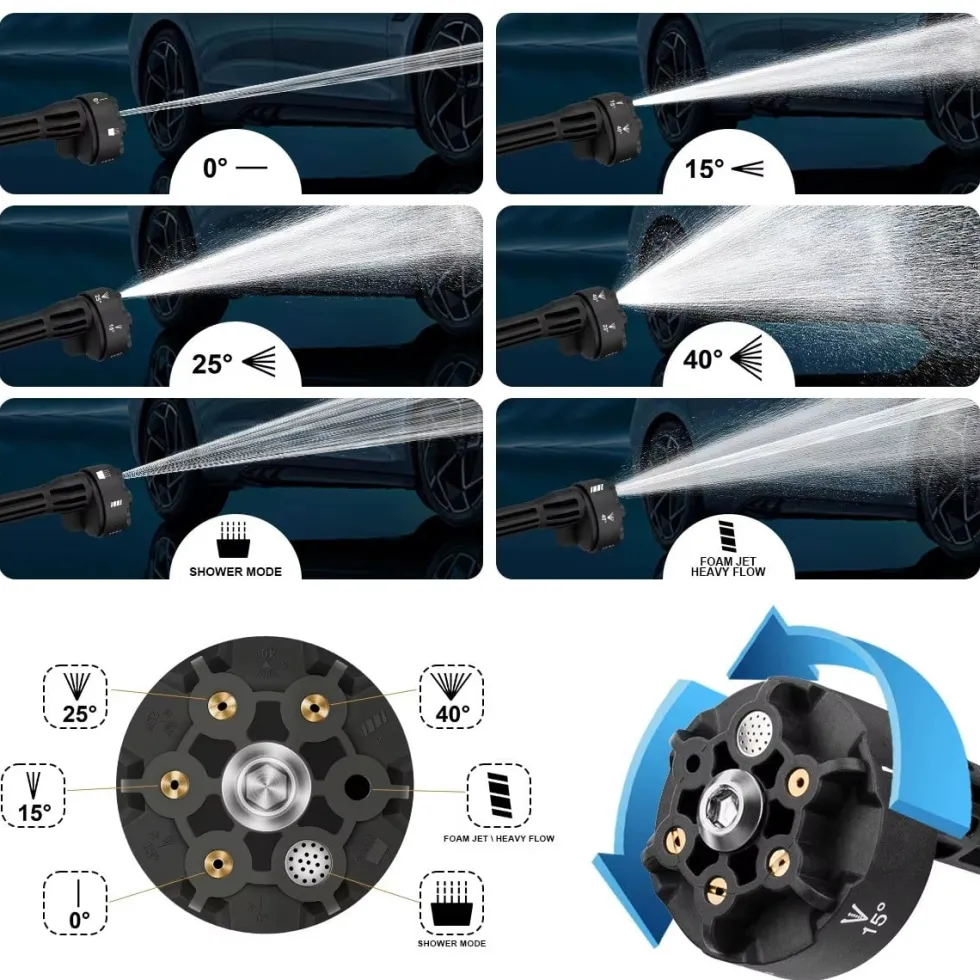 Trådlös Högtryckstvätt 200 Bar – Kompatibel med Makita 18V Batteri – Portabel Batteridriven Tvätt med 2 Batterier, 6-i-1 Munstycke och 5 m Slang