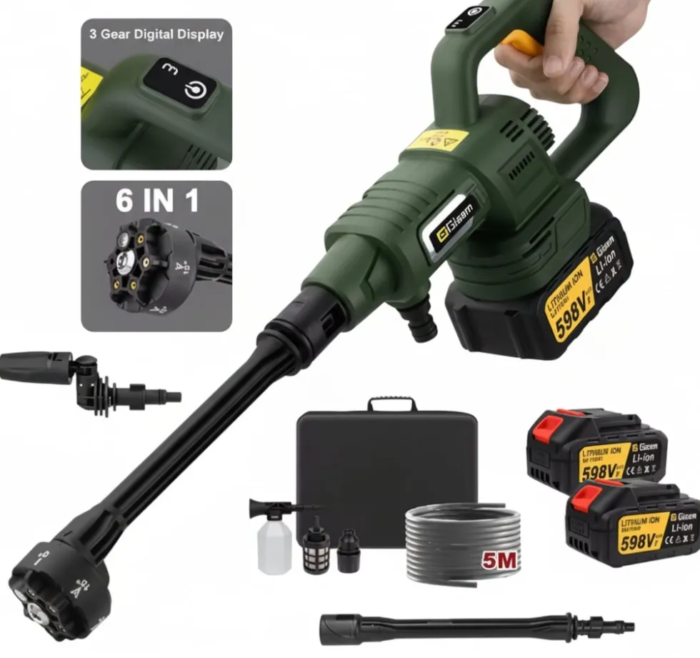 Trådlös Högtryckstvätt 200 Bar – Kompatibel med Makita 18V Batteri – Portabel Batteridriven Tvätt med 2 Batterier, 6-i-1 Munstycke och 5 m Slang