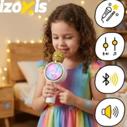 Trådlös karaoke mikrofon för barn Bluetooth 5.1 5W LED vit