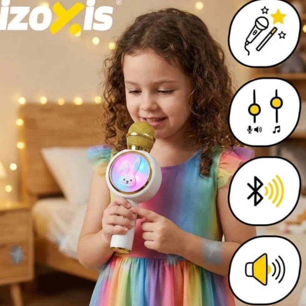Trådlös karaoke mikrofon för barn Bluetooth 5.1 5W LED vit