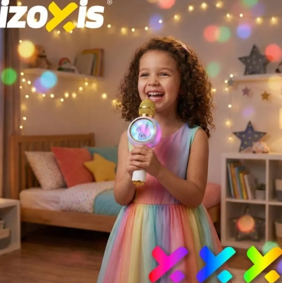 Trådlös karaoke mikrofon för barn Bluetooth 5.1 5W LED vit
