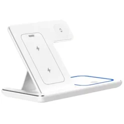 Trådlös laddningsstation för Samsung och Apple produkter 3-i-1 Magsafe Kompatibel Vit