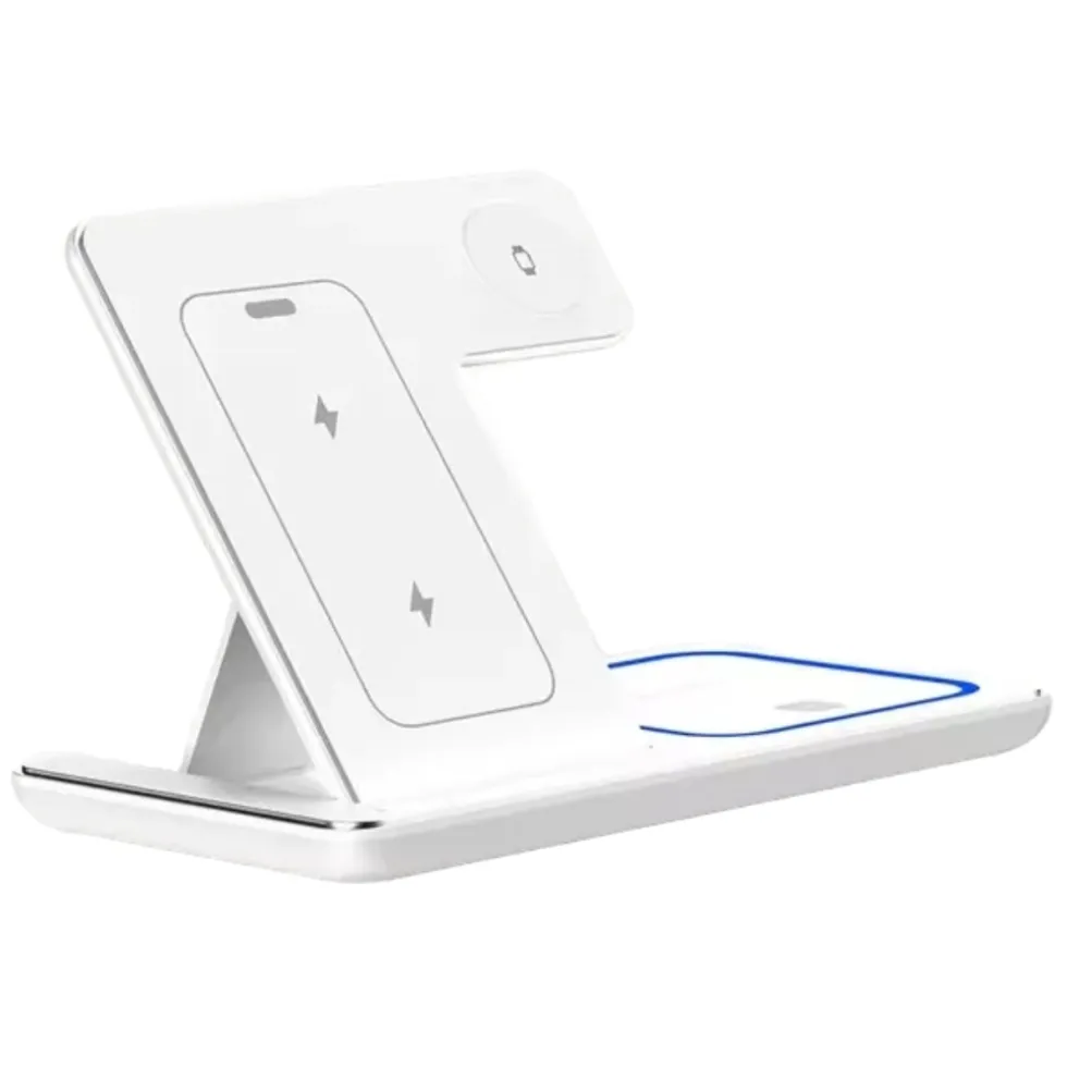 Trådlös laddningsstation för Samsung och Apple produkter 3-i-1 Magsafe Kompatibel Vit