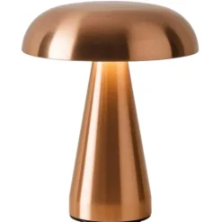 Trådlös Uppladdningsbar LED Bordslampa Metall Svamp Koppar