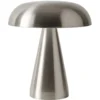 Trådlös Uppladdningsbar LED Bordslampa Metall Svamp Silver