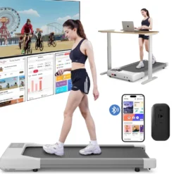 Treadmill Walking Pad – 2-i-1 löpband och gåband för hemmet träning hemma - VIT